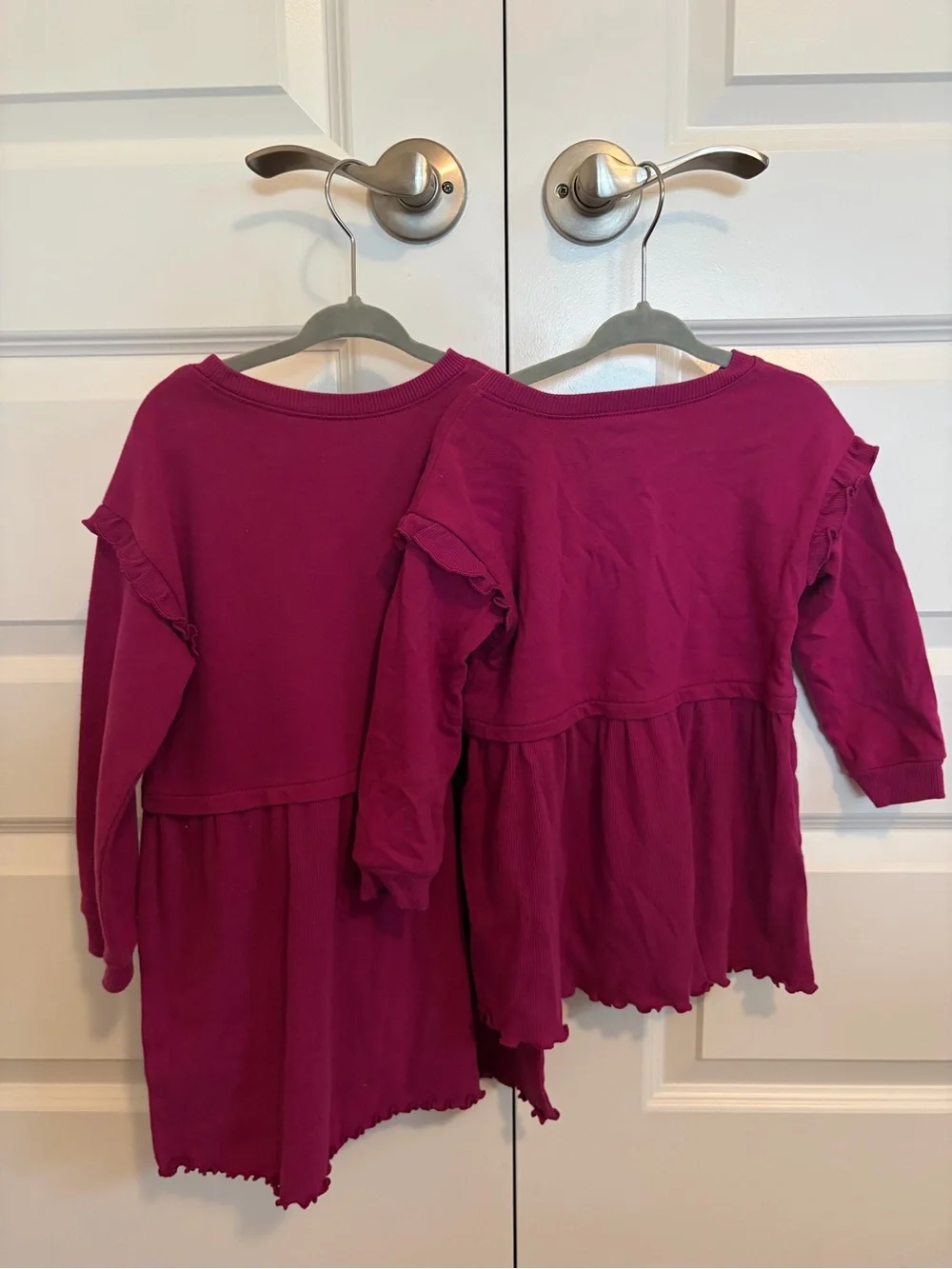 okie dokie Magenta Long-Sleeve Ruffle-Hem Knit Top